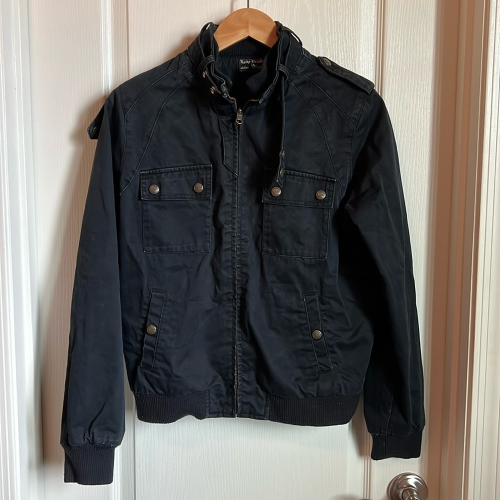 Lucky Brand Members Only Style Denim Jacket Great Condition M